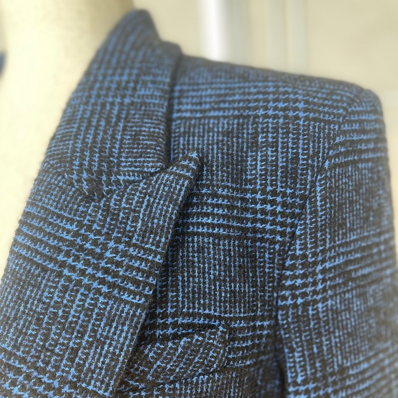 Veronica Beard Black/Blue Plaid Cutaway Dickey Jacket sz 14 - Picture 3 of 11